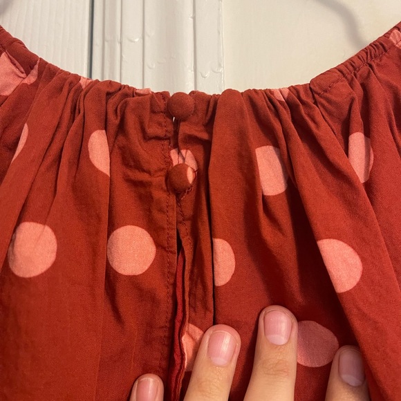 Anthropologie Polka Dot Elastic waist and balloon sleeve top - Picture 4 of 4